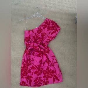 One shoulder Pink and Red dress